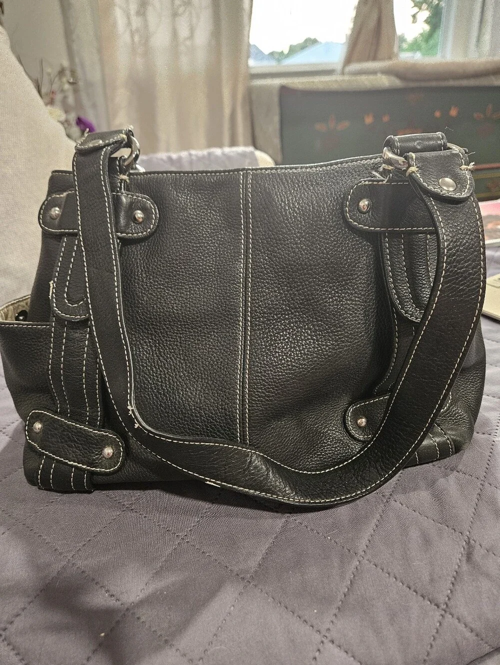 Black Leather Women's Shoulder Bag